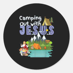 Camping Out With Jesus Summer Camp Vbs Christian K Classic Round Sticker