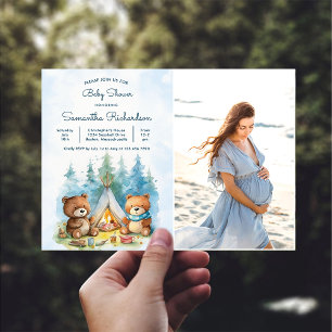 Camping Outdoor Adventure Baby Shower Photo Invitation