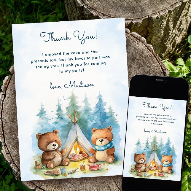 Camping Outdoor Adventure Birthday Thank You Card (Creator Uploaded)