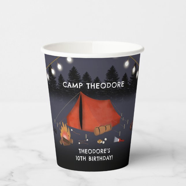 Camping Outdoor Adventure Campfire Birthday Party Paper Cups (Left)