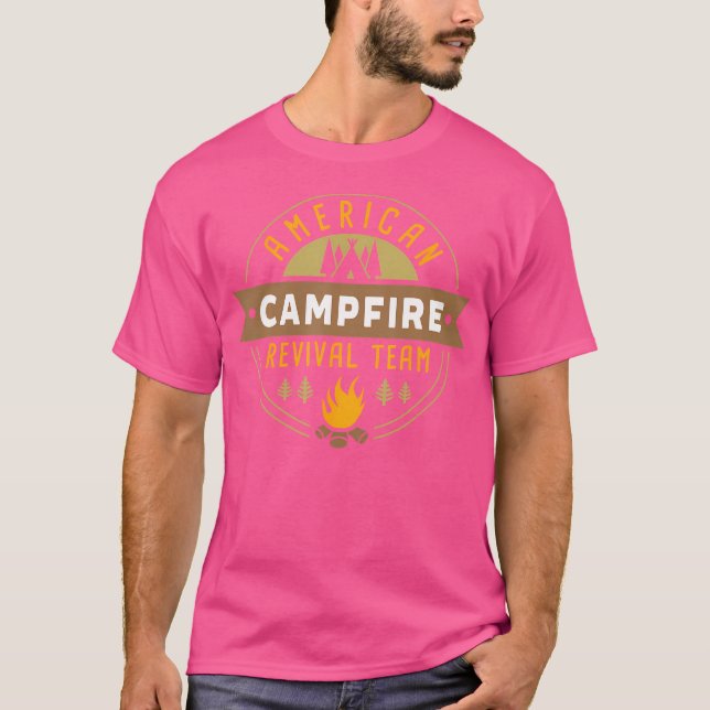 Camping Outdoor Tent American Campfire Revival Tea T-Shirt (Front)