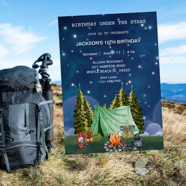   Camping Outdoor Woodland  Birthday Party   Invitation (Creator Uploaded)