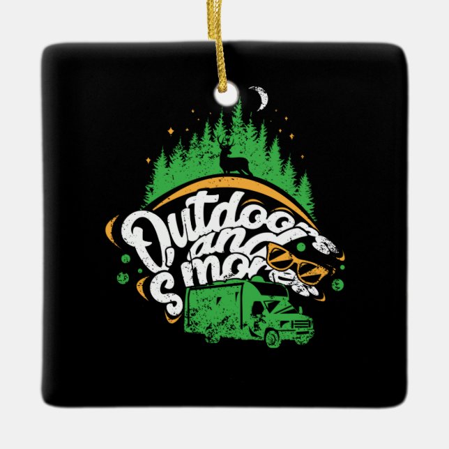 Camping - Outdoors And Smores Ceramic Ornament (Front)
