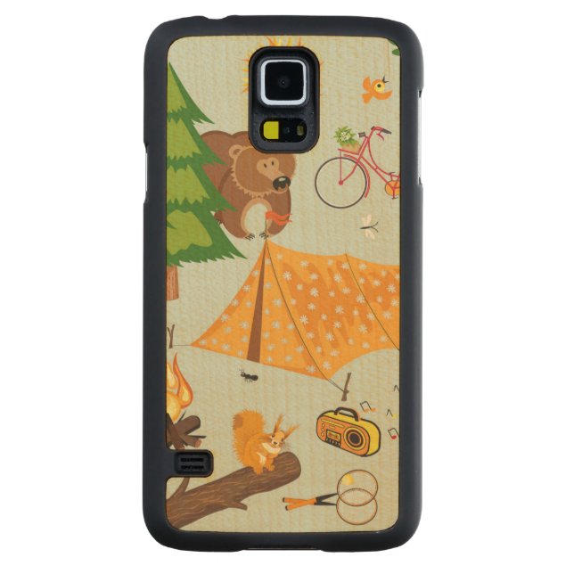 Camping Pattern Carved Maple Galaxy S5 Case (Back)