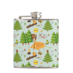 Camping Pattern Hip Flask