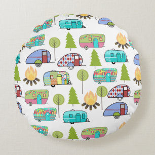 Camping Pattern Round Pillows