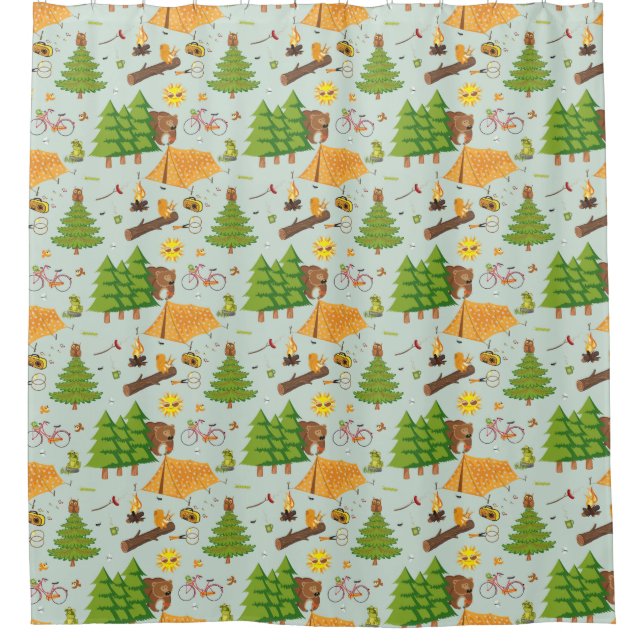 Camping Pattern Shower Curtain (Front)