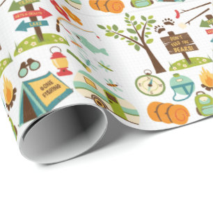 Camping Pattern Wrapping Paper