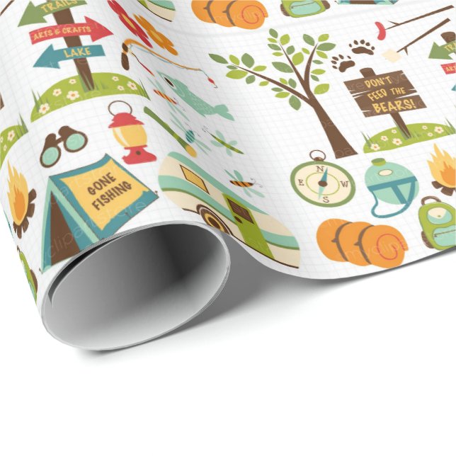 Camping Pattern Wrapping Paper (Roll Corner)