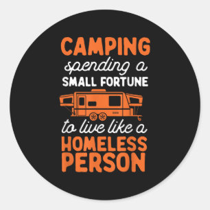Camping Pop Up Camper Rv Trailer Small Fortune Classic Round Sticker