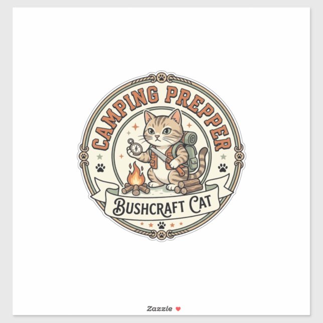 Camping Prepper Bushcraft Cat Camping Prepper Bush (Sheet)