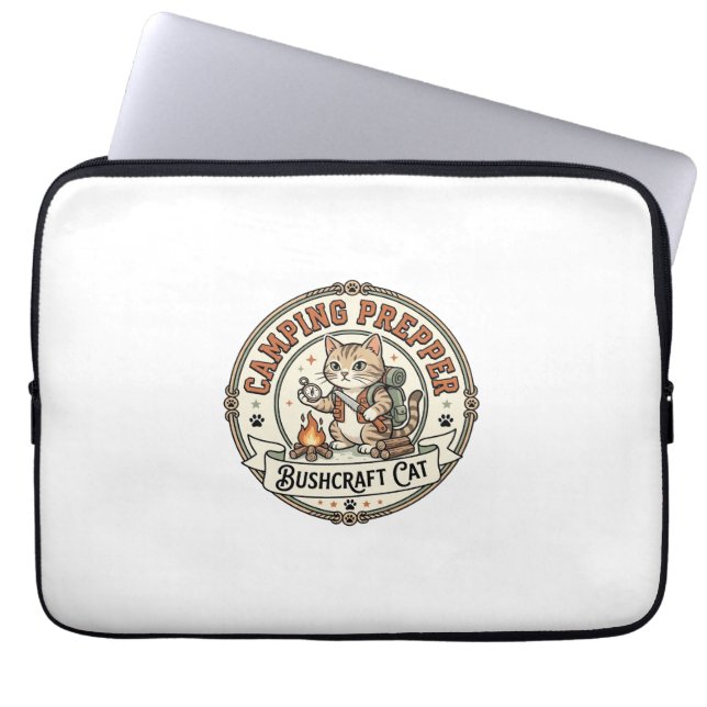 Camping Prepper Bushcraft Cat Camping Prepper Bush Laptop Sleeve (Front)