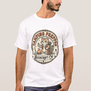 Camping Prepper Bushcraft Cat Camping Prepper Bush T-Shirt