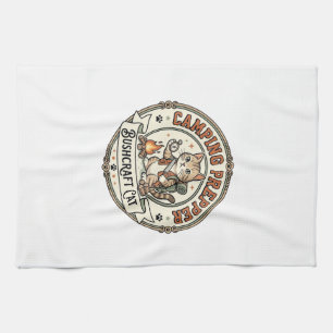 Camping Prepper Bushcraft Cat Camping Prepper Bush Tea Towel