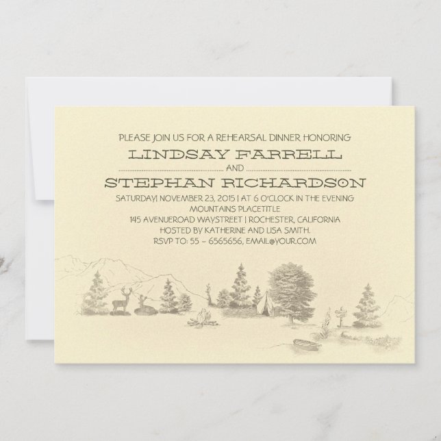 Camping rehearsal dinner invitation (Front)