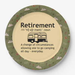 Camping Retirement Definition Paper Plate
