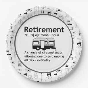 Camping Retirement Definition Paper Plate