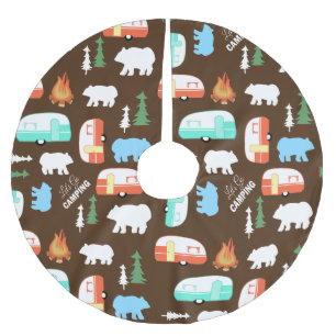 Camping Retro Camper RV Life - Brown Brushed Polyester Tree Skirt