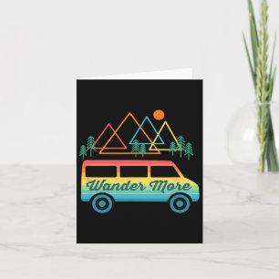 Camping Retro Camper Van Vintage Sunset Mountains Card
