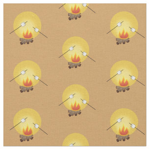 Camping Roasting Marshmallows Fabric