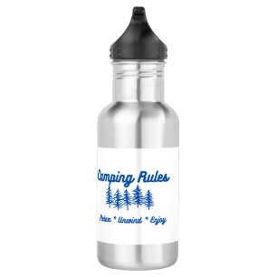 Camping Rules - Relax, Unwind, Enjoy on a 532 Ml Water Bottle