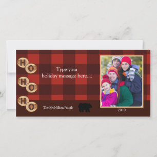 CAMPING Rustic Bear Woods Holiday Photo Card 8x4