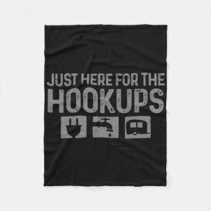 Camping Rv Caravan Motorhome Just Here For The Hoo Fleece Blanket