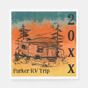 Camping RVing Family Trip custom napkins