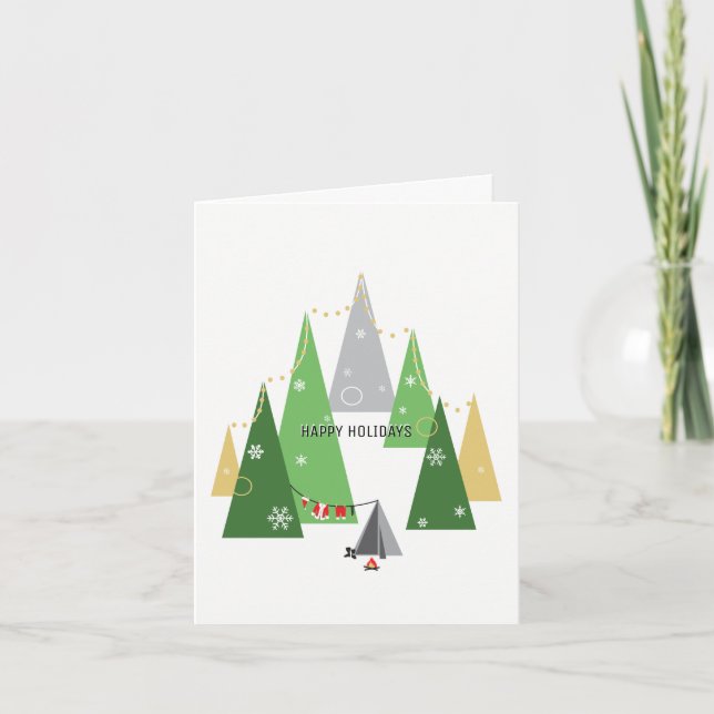 Camping Santa | Holiday Greeting Card (Front)