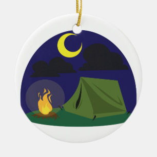 Camping Scene Ceramic Tree Decoration
