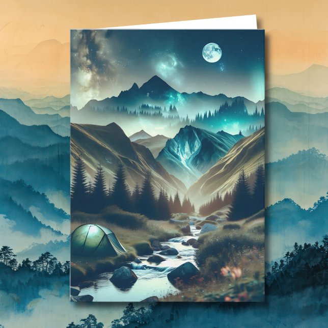 Camping Scene with Mountains and Tent | Birthday Card (Creator Uploaded)