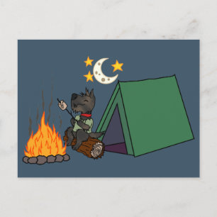 Camping Scottie - Brindle Postcard