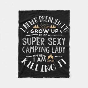 Camping Shirt Women Wife Camper Rv Camping Vacatio Fleece Blanket