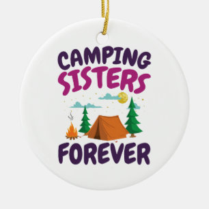 Camping Sisters Forever Ceramic Tree Decoration