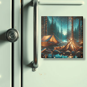 Camping Site with Pretty Lights Magnet