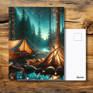 Camping Site with Pretty Lights Postcard