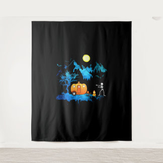 camping skeleton halloween tapestry