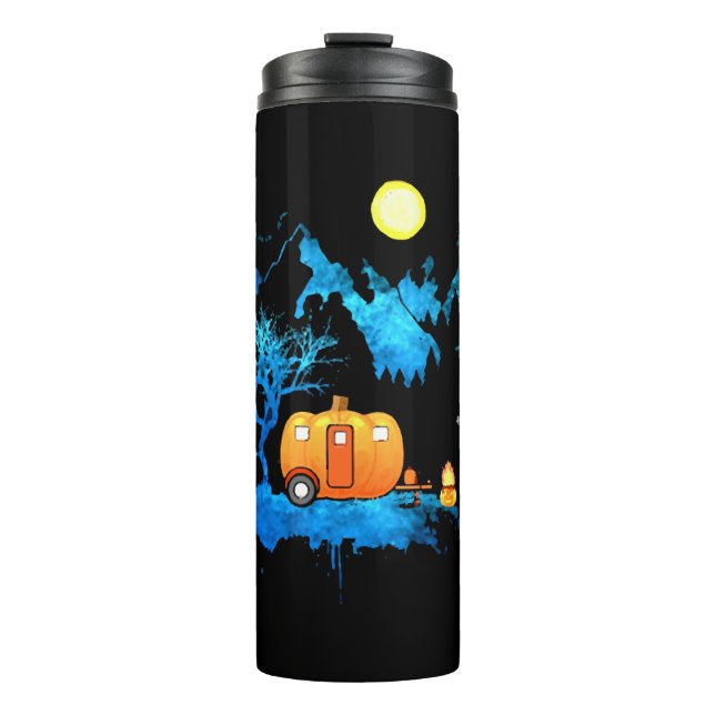camping skeleton halloween thermal tumbler (Front)