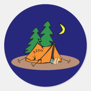 Camping - sleeping in a tent classic round sticker