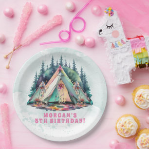 Camping Sleepover Birthday Party Paper Plate