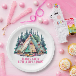 Camping Sleepover Birthday Party Paper Plate