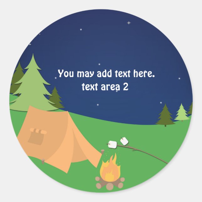 Camping Sleepover Outdoor Birthday Party Favour Classic Round Sticker (Front)