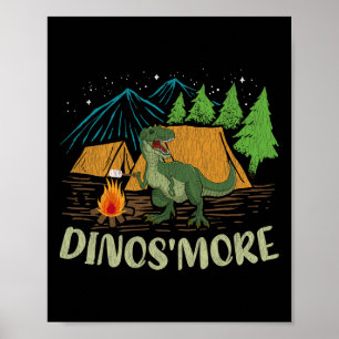 Camping S'more Dinosaur Lover Funny Dinosaur Campi Poster
