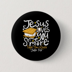 Camping Smore Jesus Loves You John Bible Verse Chr 6 Cm Round Badge