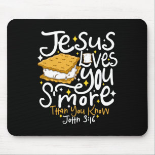 Camping Smore Jesus Loves You John Bible Verse Chr Mouse Mat