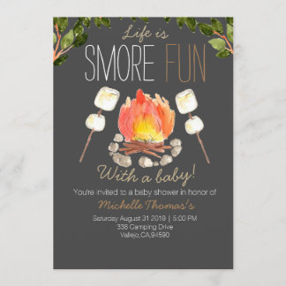 Camping smores baby shower invitation
