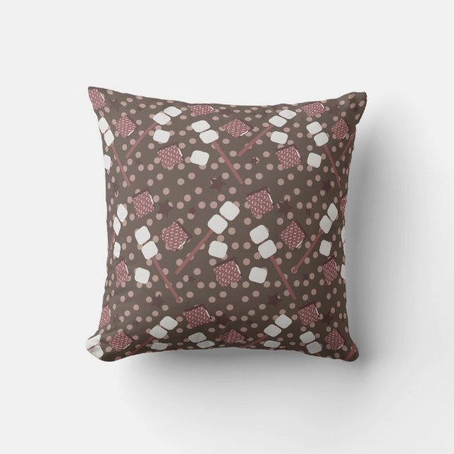 Camping Smores Marshmallows Biscuits Campfire Cushion (Front)