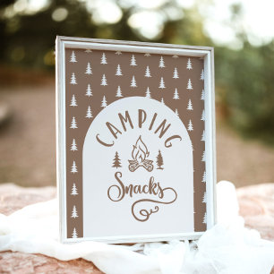 Camping snacks One Happy Camper birthday Poster