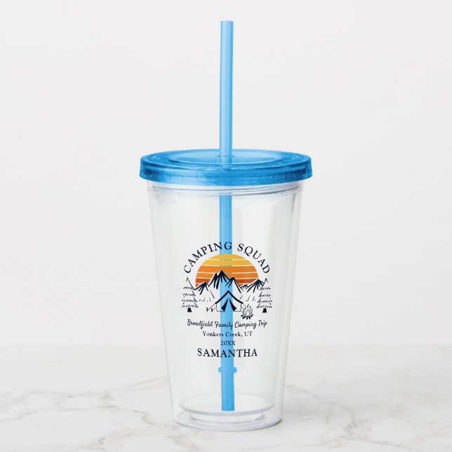 Camping Squad Custom Family Vacation Swag Acrylic Tumbler (Front)