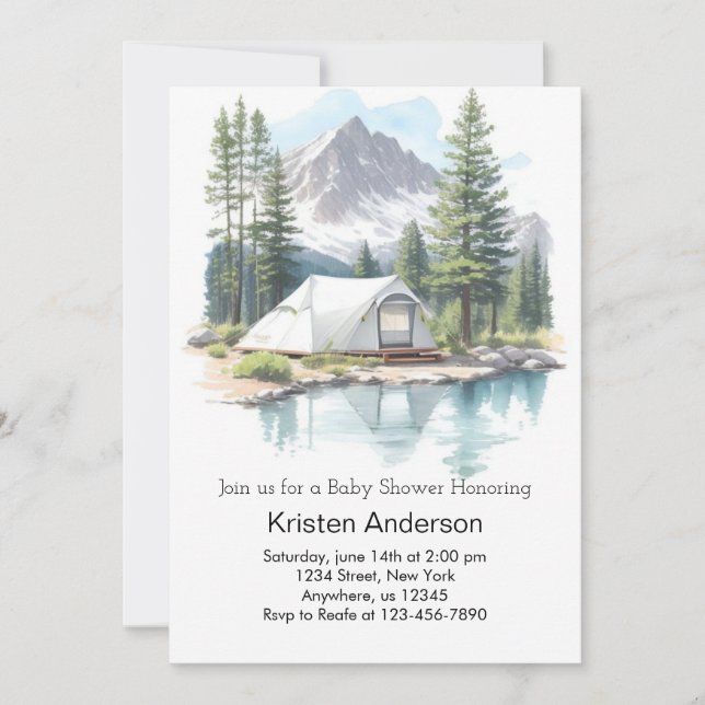 Camping Stars Adventure Awaits Baby Shower Invitation (Front)